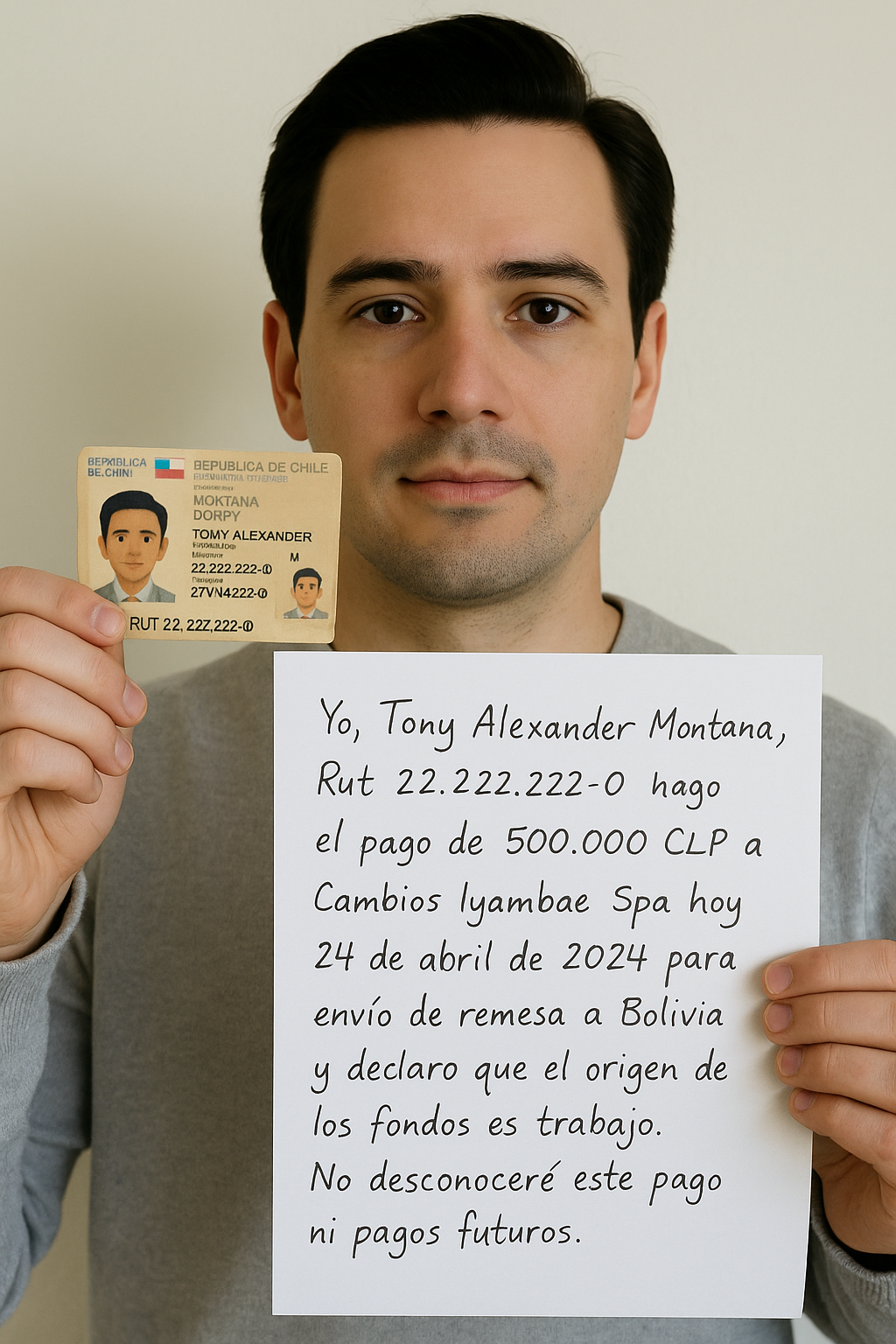 Ejemplo de Declaración Selfie